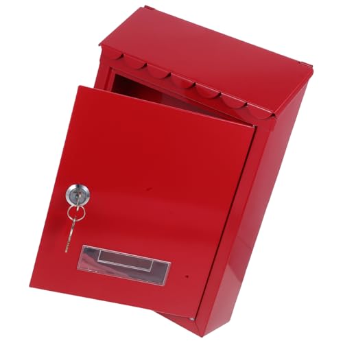 EXCEART Briefkasten Abschließbare Wandhalterung Briefkästen Für Draußen Spardosen Für Zu Hause Briefkästen Zur Wandmontage Vintage Briefkästen Wandmontierte Briefkästen Weißblech Rot von EXCEART