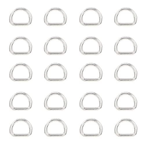 EXCEART D-Ringschnalle Hundeleine 100 Stücke Miniatur D Form Metallring Halbkreis D Ring D- Form Miniaturclips für Hardware Taschen DIY Puppe Zubehör (Silber) Gürtelschnalle von EXCEART