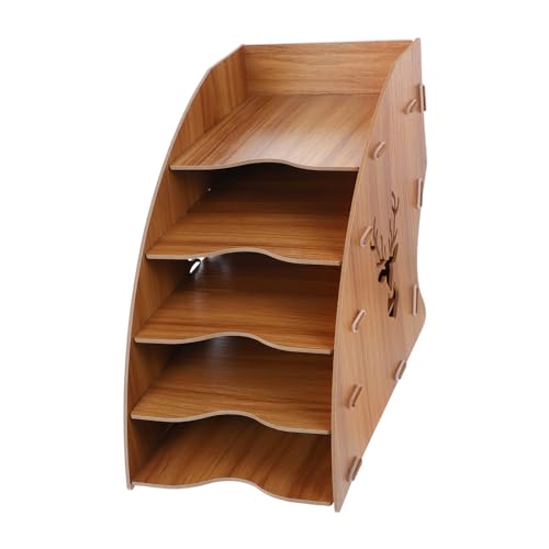 EXCEART Desktop-Lagerregal Ordner-Organizer für den Schreibtisch Dateiorganisator aktenordner Arbeitsplatz Organizer Ordnerhalter für Schreibtisch Schreibtischregal-Organizer Holz Brown von EXCEART