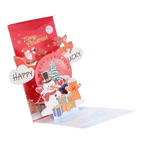 EXCEART Dreidimensionale Grußkarte Mit Rotem Umschlag Ornamente Weihnachtskarten Für Pop-up-weihnachtskarte 3d-grußkarte Weihnachtliche Tischdekoration Dekorationen Papier von EXCEART