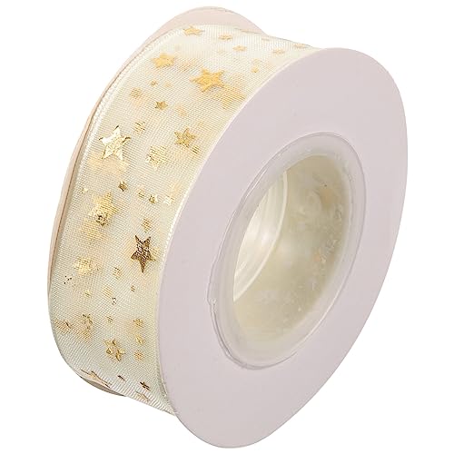 EXCEART Golddekor Transparentes Chiffonband 1 Rolle Goldfarbener Stern Verdrahtetes Organzaband Dekoratives Geschenkverpackungsband Für -Blumenstraußverpackungen Wickelbänder von EXCEART