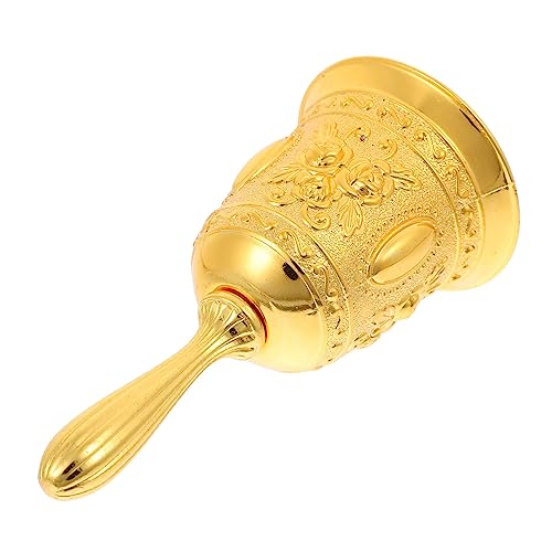 EXCEART Handklingel Glocke Mahlzeitglocke Glöckchen zum Basteln Retro-Rufglocke Serviceklingel für den Schreibtisch Vintage Anrufglocke manuelle Restaurantglocke Handglocke Metall Golden von EXCEART