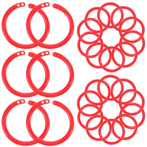 EXCEART Kunststoff-Binderinge 100 Stück Flexible Loseblatt-Buchringe Rot Diy-Schlüsselanhänger-Ringe Clips Für Karteikarten Sammelalben Wörter Karten Und Dokumente 20 Mm von EXCEART