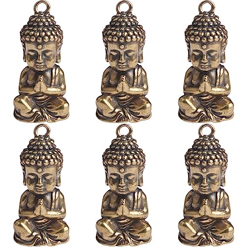 EXCEART Messing-Buddha-Anhänger-Charm 6 Stück Mini-Buddha-Figur Schutz-Charm Amulett Buddha-Perlen Für Schmuckherstellung Halskette Armband Schlüsselanhänger Basteln von EXCEART