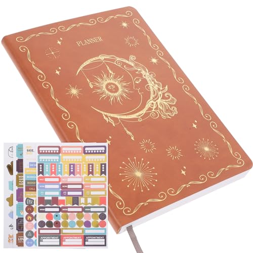 EXCEART Notizbuch auftragsbuch aufgabenheft work planner the notebook buch die organizer Tagesplaner Buch Lernheft Notizbücher dekoratives Zeitplanbuch Bürotagebuch-Notizblock Pu Brown von EXCEART