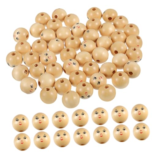 EXCEART Runde Holzperlen Mit Smile Gesicht Naturfarbene Holzperlen Für DIY Bastelprojekte 18mm Spacer Beads Mit Loch Für Schmuckherstellung Und Kreative Bastelarbeiten von EXCEART