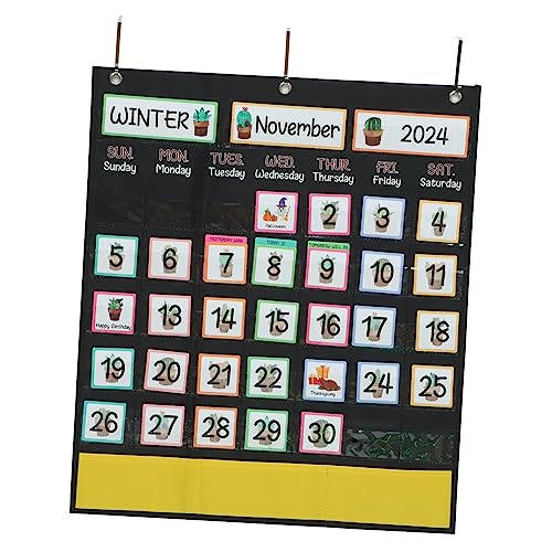 EXCEART Schul-familien-wochenkalender-hängetasche Digitaluhr Klassenzimmer- Erster Schultag Material Kalender-taschendiagramm Vorschulkalender Für Das Klassenzimmer Schule Black Pvc von EXCEART