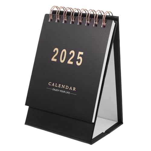 EXCEART Tischkalender 2025 Tagesordnung Kalender Staffelei Kalender schreibtischkalender Kalender für den Schreibtisch Kalender auf dem Tisch monatlicher Tischkalender Papier Black von EXCEART