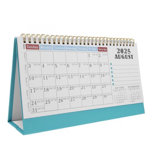 EXCEART Tischkalender 2025 Tischkalender mit Löchern Desktop-Standkalender Notizkalender Kalender für den Schreibtisch Standkalender für den Haushalt Kalenderschreibtisch Eisen Blue von EXCEART