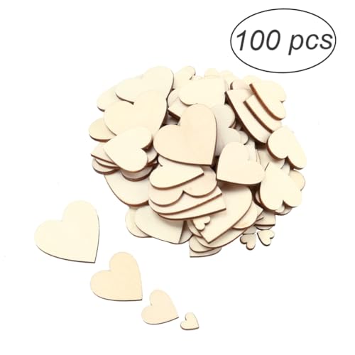 EXCEART Unbehandelte Holzherzen Für Bastelarbeiten DIY Holzscheiben Zum Malen Dekorieren Und Gestalten 10mm 20mm 30mm 40mm Größen Ideal Für Scrapbooking Und Geschenken von EXCEART