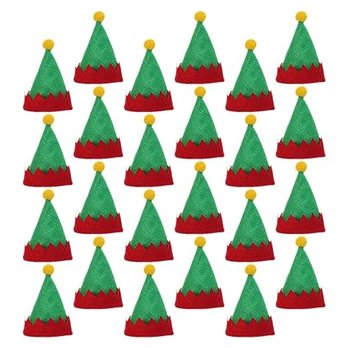 EXCEART Weihnachtsdekorationen 24 Stück Mini-Weihnachtsmützen Weihnachts-mützen Miniatur-Elfenmützen Diy-Weinflaschenverschlüsse Mini-Weihnachtsmützen Für Puppen-Basteldekoration Hut von EXCEART