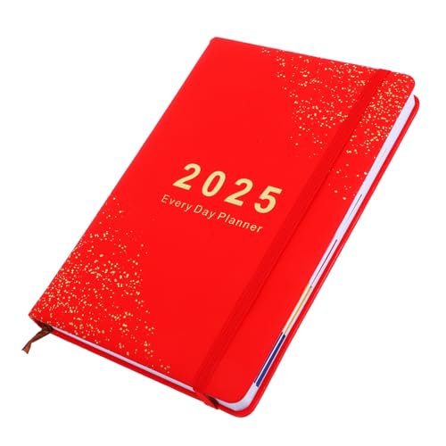 EXCEART Zeitplan 2025 Notizblöcke Schreibtisch Notizbuch 2025 Monatsplaner Essensplaner Praktischer Tagesplaner Spiralblock Brieftasche Agendaplaner Planer Für Erwachsene Papier Rot von EXCEART