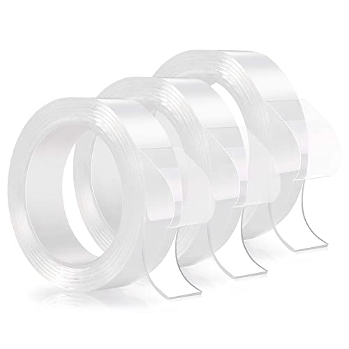 3 Rollen Doppelseitiges Klebeband Extra Stark, Waschbares und Spurlos Ablösbar Nano klebeband Transparent, Starke Klebrigkeit, für Teppich, Küche, Foto Wand, 10mm/15mm/20mm von EXFU