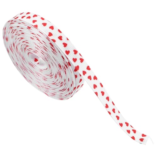 EXHUMKY 1 Rolle Dekoratives Gurtband Valentinstag Band Kranz Dekoration Valentinsband Für Kränze Valentinsbänder Herzband Satinband Valentinstag Geschenkband Wickelband Polyester Rot von EXHUMKY