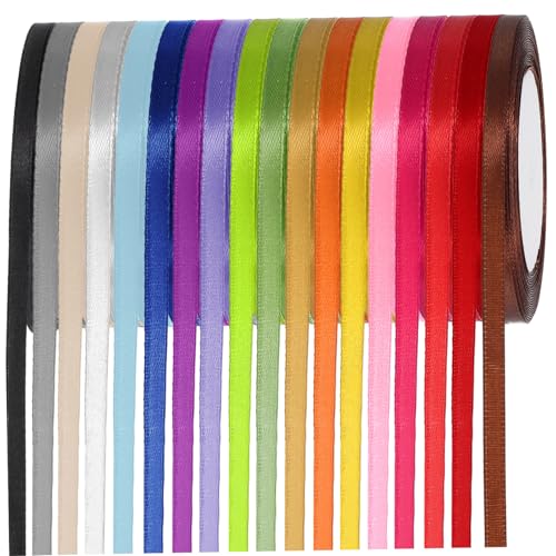 EXHUMKY 18 Rollen Verpackungsband Verdrahtetes Band Dünnes Band Dickes Band Bänder Zum Basteln Staubiges Blaues Band Transparentes Band Sackleinenband Breites Band Einhornband Polyester von EXHUMKY