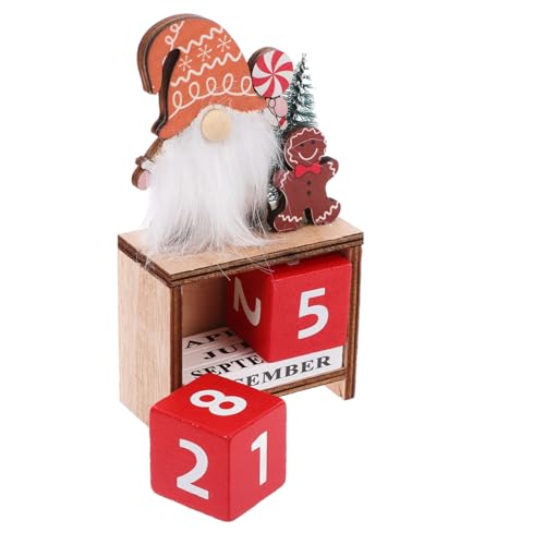 EXHUMKY Weihnachtskalender-Ornamente tischkalender weihnachtsdekoration Weihnachtsdeko Kalender weihnachtsmotiv weihnachtskalender Kalender für Weihnachtsfeierblöcke Holz von EXHUMKY