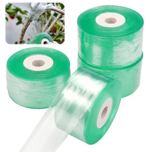 4 Rollen Veredelungsband,100m × 3cm Transparent Pfropfband,Veredelungsband Dehnbar,Selbstklebend Grafting Tape,Veredelungstape Biologisch Abbaubar,Veredelungsband Medifilm für Knospen Pflanzen von EXIN DECHEN