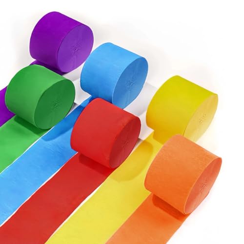 6 Rolle Krepppapier Regenbogen Krepppapier Bunt,4.5cm x 25m Bunte Crepe Papier,Party Kreppbänder Rolle,DIY Papier Streamer,Krepppapier Luftschlangen für Party,Geburtstag,Hochzeit,Feier Dekoration von EXIN DECHEN