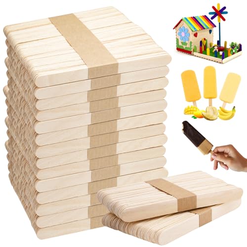 600 Stück Holzeisstiele für Eis,Bastelstäbchen Holz,114 x 10 x 2 mm Holzstäbchen zum Basteln,Eisstiele Holz Breit,Popsicle Sticks,Holzstäbchen,Holzspatel zum Basteln,Holzmundspatel für DIY Handwerk von EXIN DECHEN