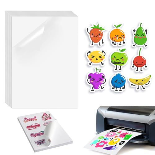 30 Blatt Mattes Stickerpapier Zum Selbst Drucken A4, Weißer Bedruckbares Vinyl, Sticker Folie Zum Bedrucken, Vinyl Sticker Papier, Aufkleber Papier Für Drucker A4 Für Laser, Tintenstrahldrucker von EXIN DEHCEN