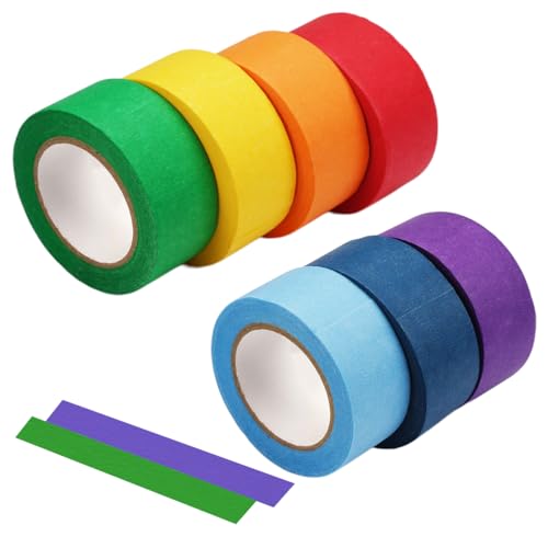 EXIN DEHCEN 7 Rollen Buntes Klebeband Farbig 2.5Cm X 13M Farbiges Klebeband Bunt, Beschreibbar Washi Tape Set Regenbogen Masking Tape, Bunt Abklebeband für DIY Kinder Maler Lehrer Arts Labeling von EXIN DEHCEN