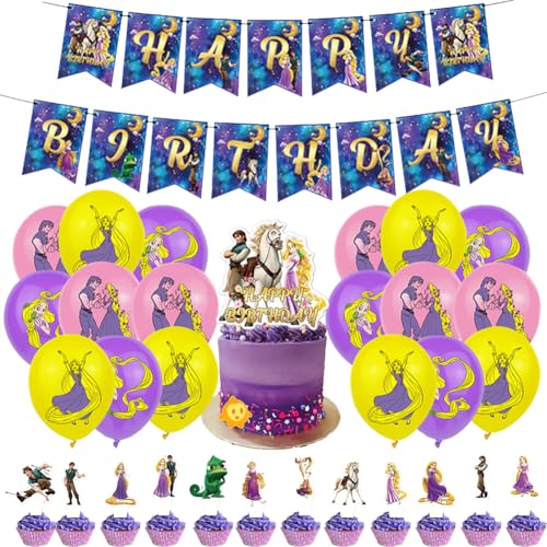 EXOSSBA Party Luftballons, Geburtstag Deko, Princess Geburtstag Luftballons, Prinzessin Party Deko Latex-Ballon, Kuchen Dekoration - 32 PCS von EXOSSBA