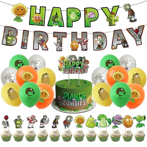 EXOSSBA ZombiesS Geburtstags Party Dekoration Set, ZombiesS Theme Party Supplies Set Enthält Banner Cupcake Topper Cake Topper Latex Ballon für Jungen, Mädchen, Kinder Geburtstagsfeier. von EXOSSBA