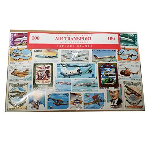 Briefmarken-Set der Welt, Thema: Luftfahrt, Flugzeuge, Hubschrauber, zum Sammeln, 100 Stück, als Souvenir, Geschichte der Luftfahrt, 100 Verschiedene Briefmarken von EXPLORA