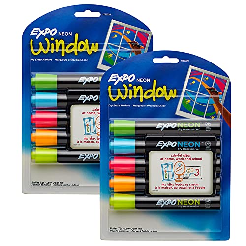Neon Dry Erase Marker, Bullet Tip, Assorted, 5 Per Pack, 2 Packs von EXPO®