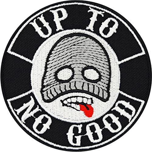 Biker Patches (80x80mm) - Up to no good Motorrad Aufnäher - Vintage Aufbügler Patch - Motorrad Zubehör, Accessoires - Morale Patches Lederwesten-Patch von EXPRESS-STICKEREI