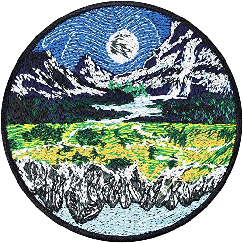 Aufnäher Gespiegelte Welt Save the Earth Aufkleber Wetterfestes Bügelbild Umweltschutz Aufbügler Bergsteiger Abzeichen Naturfreunde Patch zum annähen/aufbügeln für alle Stoffe - 80x80mm von EXPRESS-STICKEREI