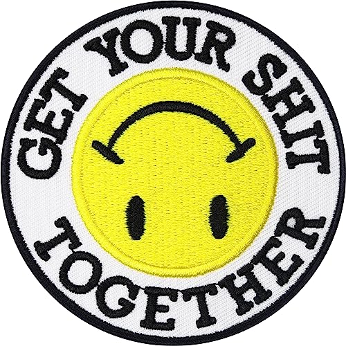 Aufnäher Patch "Get your shit together" Lustiger Spaß Sticker zum annähen/aufbügeln | Applikation Jeans Flicken Bügelbilder für alle Stoffe | fabric applique 75x75mm von EXPRESS-STICKEREI