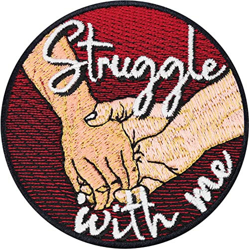 Aufnäher bestickt mit Spruch Struggle with me Hochzeits Bügelbild Aufbügler Gemeinsam stark - Pärchen Geschenk Hand in Hand Emblem zum annähen/aufbügeln | 70x70mm von EXPRESS-STICKEREI