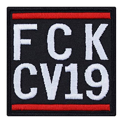 FCK CV19 Querdenker Patch zum annähen/aufbügeln | Demonstration Aufbügler Rebellion Aufnäher Protest Bügelbilder mit Spruch FUCK YOU Applikation für Demo-Schild - 60x60mm von EXPRESS-STICKEREI