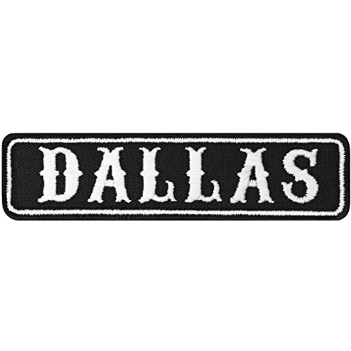 Biker Aufnäher Dallas Motorrad Club Rankpatch | Dallas Texas Applikation zum annähen/aufbügeln | Texas Motorcycle MC Abzeichen Aufbügler Namensschild | 100x25mm von EXPRESS-STICKEREI