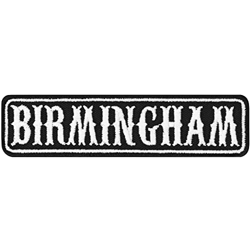 Biker Patch Birmingham Kutten Aufnäher Stadt Birmingham | Biker Namensschild UK England MC Motorcycle club Rankpatch Aufbügler | Abzeichen Motorbike Sticker |100x25mm von EXPRESS-STICKEREI