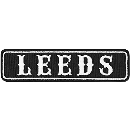 Biker Patch LEEDS Kutten Aufnäher Stadt Leeds | Biker Stadtzeichen UK England MC Motorcycle club Rankpatch Aufbügler | Abzeichen Motorbike Rangabzeichen |100x25mm von EXPRESS-STICKEREI