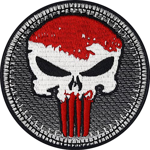 Biker Patches Aufnäher Austrian Biker Punisher Patch zum aufbügeln/aufnähen | Biker Kutte Applikation für alle Stoffe | Österreich Flagge Aufbügler Accessoires | 75x75mm von EXPRESS-STICKEREI