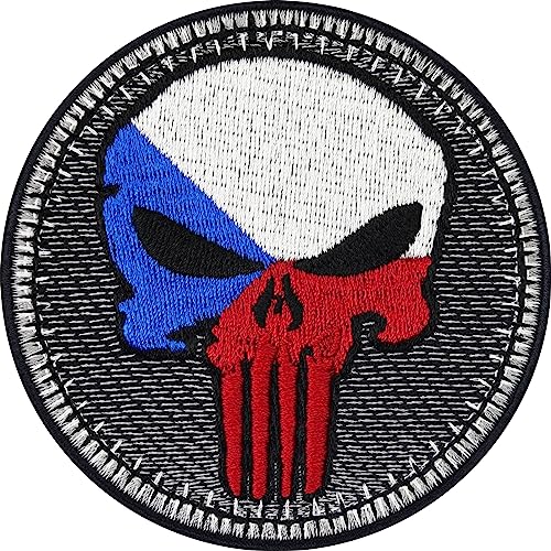 Biker Patches Aufnäher Slovenia Biker Punisher Patch zum aufbügeln/aufnähen | Biker Kutte Applikation für alle Stoffe | Slowenien Flagge Aufbügler Accessoires | 75x75mm von EXPRESS-STICKEREI