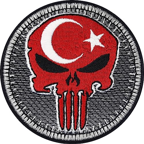 EXPRESS-STICKEREI Biker Patches Aufnäher 75x75mm | Biker Kutte Applikation für alle Stoffe | Türkei Flagge Aufbügler Accessoires | 1 Stück von EXPRESS-STICKEREI