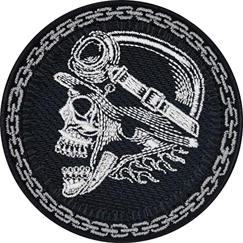 Biker Patches Aufnäher Vintage Motorrad Aufbügler Patch zum aufbügeln/aufnähen | Biker Cafe racer Bild Applikation für alle Stoffe | Motorrad Zubehör Accessoires | 75x75mm von EXPRESS-STICKEREI