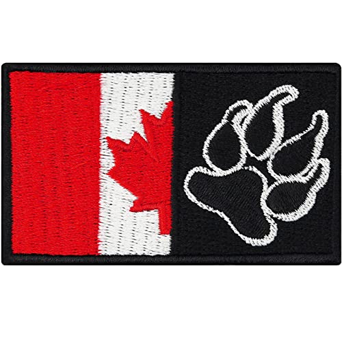 CANADA K9 Flag Polizei Hund Flagge Aufnäher gestickt | K9 Aufbügler Police dog Patch/Bügelbild | Hundepfoten Applikation zum annähen für Leine/Brustgeschirr | 70x40mm von EXPRESS-STICKEREI