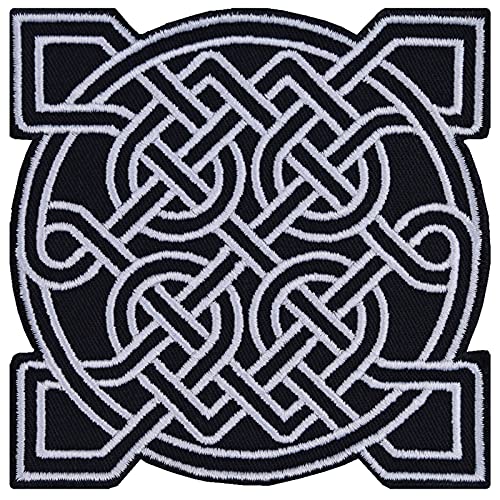 DARA Knoten Aufnäher Keltisches Symbol der Stärke Aufbügler Wikinger Patch zum annähen/aufbügeln | nordische Bügelbilder Kelten Applikation für alle Stoffe | 90x90mm von EXPRESS-STICKEREI