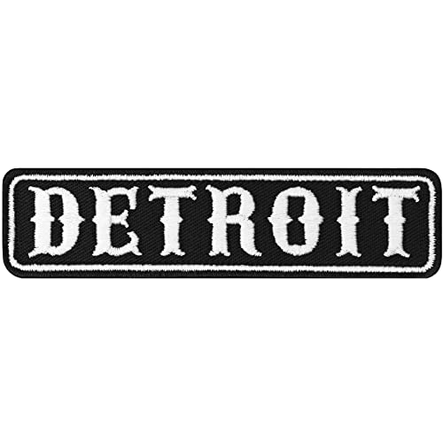 DETROIT Biker Patch Kutten Aufnäher Stadt Biker USA | Detroit MC Motorcycle Club Rankpatch Aufbügler | US Abzeichen Motorradclub Rangabzeichen zum annähen/aufbügeln |100x25mm von EXPRESS-STICKEREI