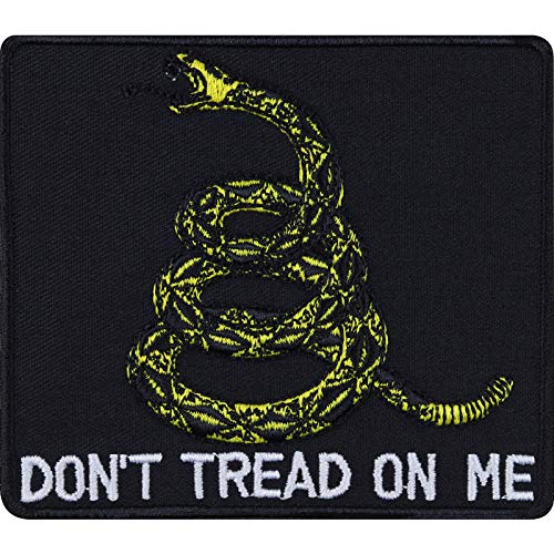 DON'T TREAD ON ME Biker Aufnäher gestickt Rocker Aufbügler/Patch zum annähen/aufbügeln | Motorradzubehör Geschenk Schlangen Applikation für alle Stoffe | 80x90mm von EXPRESS-STICKEREI