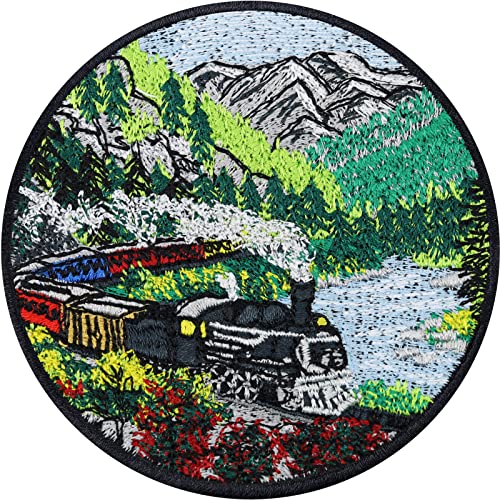 Dampfeisenbahn Schwarz ZUG Aufbügler Premium Bügelbild Eisenbahner Geschenk Kollege Eisenbahn Aufnäher Mütze Kinder Flicken Lokführer Spielzeugeisenbahn Dampflokomotive gestickte Dampflok 80x80mm von EXPRESS-STICKEREI