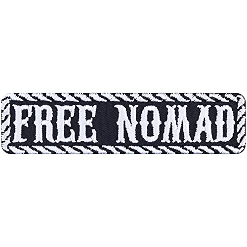 FREE NOMAD Aufnäher Nomaden Aufbügler/Patch zum annähen/aufbügeln Biker Bügelbilder Motorrad Geschenk Applikation für Jacke/Weste/Jeans/Motorradkoffer | 100x25mm von EXPRESS-STICKEREI