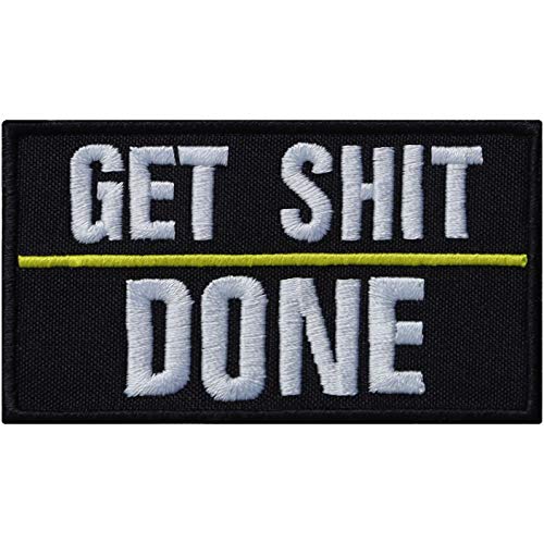 GET SHIT DONE Aufnäher inspirierender Aufbügler Motivation Patch Office Sticker lustiger Spruch Bügelbild Mitarbeiter Geschenk zum aufbügeln/aufnähen - 80x45mm von EXPRESS-STICKEREI