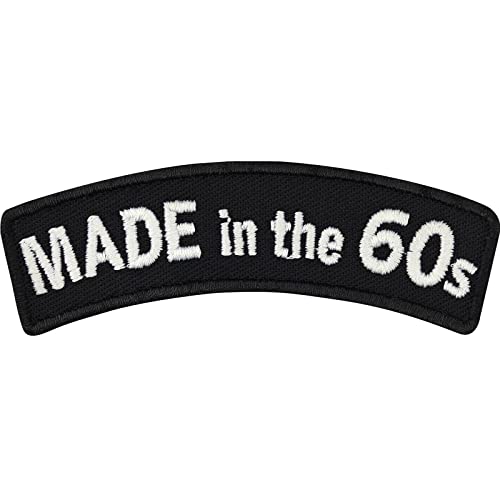 Geburtstagsgeschenk "MADE in the 60s" Sechziger Jahre Party Deko Aufnäher Biker Patch zum annähen/aufbügeln | Geburtstag Applikation für alle Stoffe und Leder | 70x20mm von EXPRESS-STICKEREI