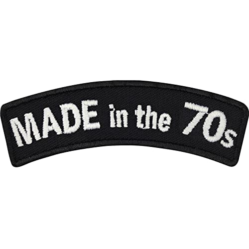 Geburtstagsgeschenk "MADE in the 70s" Siebziger Jahre Party Deko Aufnäher Biker Patch zum annähen/aufbügeln | Geburtstag Applikation für alle Stoffe und Leder | 70x20mm von EXPRESS-STICKEREI